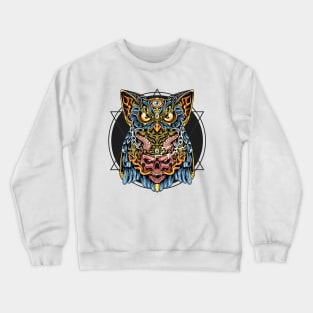 Owl skull horn fire Crewneck Sweatshirt